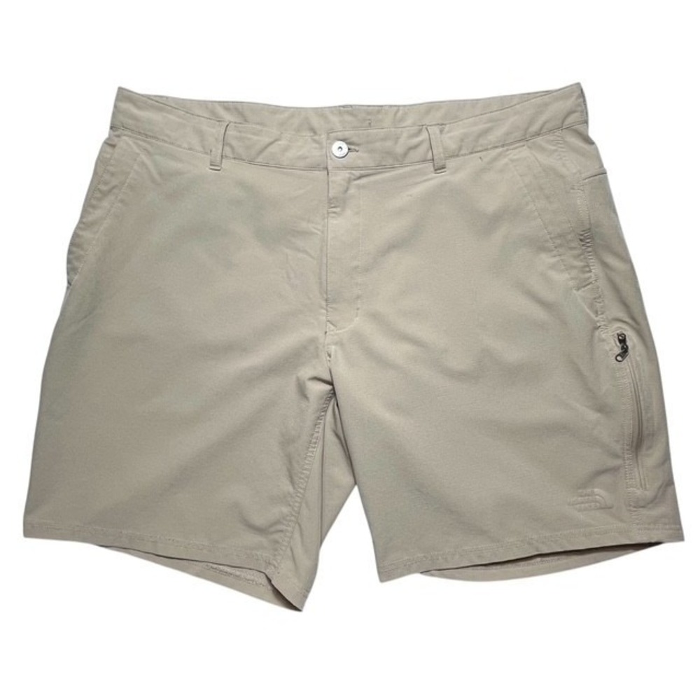 North Face Mens Sz 40 Khaki Performance Shorts  Button Zip And  Drawstring-1350
